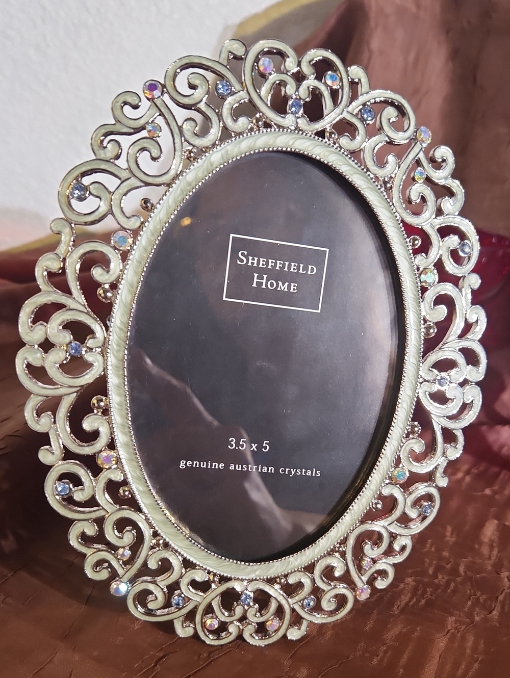 Sheffield Home Silver Ornate Oval Frame with Crystals